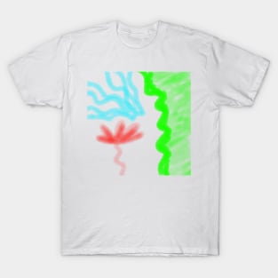 Green red orange watercolor abstract art T-Shirt